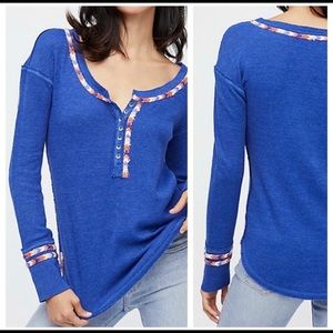 WE THE FREE Rainbow Thermal knit Henley T-shirt